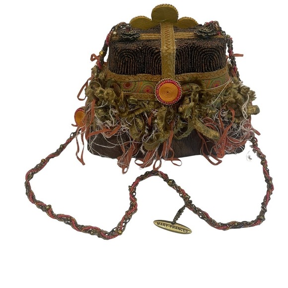 Mary Frances Brown Embellished Evening Bag w Dust Bag - Picture 2 of 16